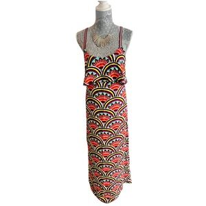 NWT Xhilaration Colorful Patterned Sleeveless Maxi Dress Size Medium